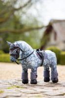 Lemieux Mini Toy Pony - Sam Grey Set - Jay Blue Brown Bridle Saddle Bandages Pad Hood