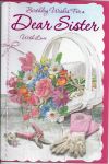 Birthday Card - Large - Sister - Flower Basket - Glitter - Gift Envy