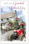 Father's Day Card - With Love Grandad - Red Tractor Glitter Out of the Blue