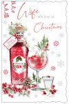 Christmas Card - Large - Wife - Gin - Glitter - Out of the Blue