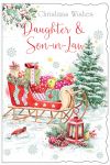 Christmas Card - Daughter & Son-in-law - Sleigh - Glitter - Out of the Blue