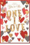 Valentine's Day Card - One I Love - Hearts Foiled - Simon Elvin