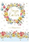 Easter Card - Happy Warm Wishes - Daffodil Wreath