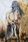 Horse Portrait on Canvas Gold Leaf Wall Art Picture - Large - 80cm x 120cm