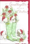 Christmas Card - Granddaughter - Wellies - Glitter - Out of the Blue