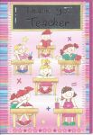 Thank You Teacher Card - Pink Girls - Chalkboard