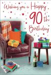 90th Birthday Card - Male - Armchair & Presents - Regal