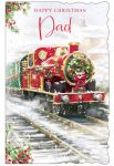 Christmas Card -  Large - Dad - Train - Glitter - Out of the Blue