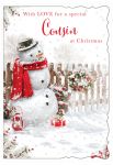 Christmas Card - Cousin - Snowman - Glitter - Out of the Blue