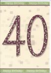 40th Birthday Card - Male - Maroon