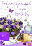 Birthday Card - Great Grandma Flowers Basket