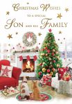Christmas Card - Son & Family - Cosy Fireplace - Regal