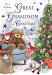 Christmas Card - Great Grandson - Teddy Bear - Regal