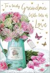 Birthday Card - Grandma Flowers Tulips - Glitter - Regal