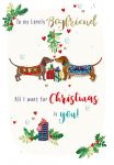 Christmas Card - Boyfriend - Dachshund Dog - 3D - Strawberry Fix