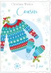 Christmas Card - Cousin - Xmas Jumper - Glitter - Out of the Blue - Male 