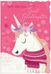 Christmas Card - Great-Granddaughter - Unicorn - Glitter - Out of the Blue