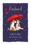 Valentine's Day Card - Husband - Scruffy Dog - Umbrella - Wildlife Ling Design
