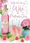 Mother's Day Card - Wife - Pink Gin - Glitter - Regal