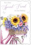 Birthday Card - Special Friend - Sunflower Bike - Glitter Out of the Blue