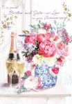 Wedding Anniversary Card Large - Brother & Sister in Law - Flowers Ling Design