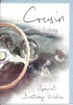 Birthday Card - Cousin - Classic Car Steering Wheel