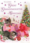 Christmas Card - Great Granddaughter - Kitten Present - Regal