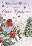 Christmas Card - Great Grandad - Robin - Glitter - Regal