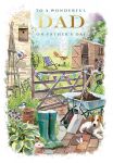 Father's Day Card - Dad - Garden Wellies Gate Wheelbarrow Dog - At Home Ling Design