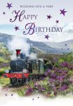 Birthday Card - Steam Train Countryside - Regal