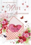 Wedding Anniversary Card - Wife - Flowers Letter - Glitter - Regal