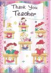 Thank You Teacher Card - Pink Girls - Flag 