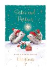 Christmas Card - Sister & Partner - Hedgehog - The Wildlife Ling Design