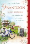 Birthday Card - Large -  Fantastic Grandson - Pub Bike - Regal