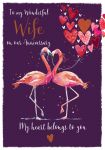 Wedding Anniversary Card - Large - Wife - Flamingo - The Wildlife Ling Design