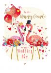 Wedding Day Card - Large - Flamingo - 3D - Strawberry Fizz Talking Pictures