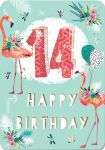 Birthday Card - 14th Flamingo - Ling Design