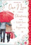 Christmas Card - Large - One I Love - Couple Umbrella - Glitter - Regal