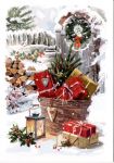 Christmas Card - Presents In Basket - At Home Ling Design 21C
