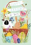 Easter Card - Happy Easter - Basket Egg Bunny - Ling Design