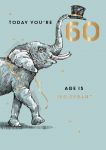 60th Birthday Card - Male - Elephant - King Street Ling Design