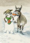 Christmas Card Pack - 6 Cards - Donkey & Snowman - Funny Gift Envy