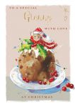 Christmas Card - Granny - Mouse Xmas Pudding - The Wildlife Ling Design