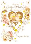 Wedding Anniversary Card - 50th Golden - 3D Glitter - Talking Pictures