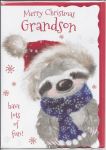 Christmas Card - Grandson - Sloth - Glitter - Out of the Blue