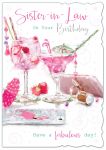 Birthday Card - Sister-in-law - Cocktails - Glitter Out of the Blue