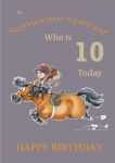 Birthday Card - Age 10 - Kid on Shetland Pony Horse - Funny Gift Envy