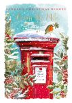Christmas Card - Across The Miles - Post Box Robin - At Home Ling Design