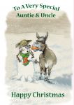 Christmas Card - Auntie & Uncle - Donkey & Snowman - Funny - Gift Envy