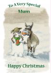 Christmas Card - Mum - Donkey & Snowman - Funny - Gift Envy